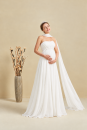 Trägerloses Umstandsbrautkleid aus Chiffon mit Empire-Taille und Schal